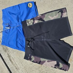 Blue and Camouflage Board Shorts Set